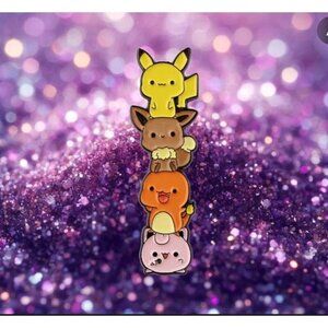 Melodic Stackers: Pokemon Jigglypuff, Charmander, Eevee, Pikachu Enamel Pin